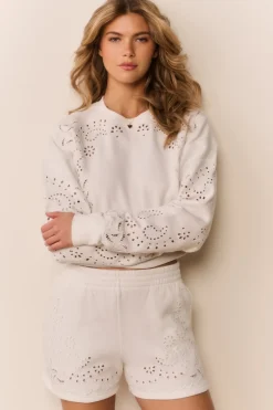 Abrah Bandana Eyelet Fleece Shorts