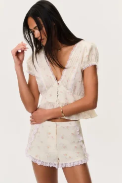 Adina Lace-Trimmed Floral Shorts