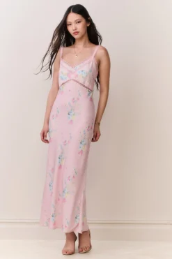 Annabeth Satin Floral Maxi Slip Dress