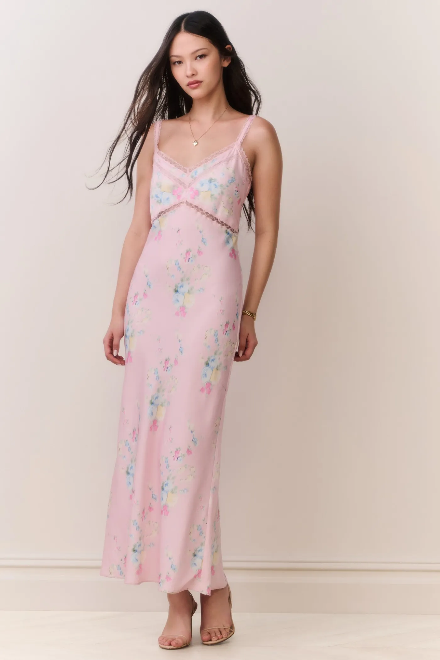Annabeth Satin Floral Maxi Slip Dress
