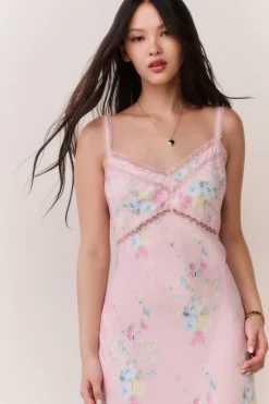 Annabeth Satin Floral Maxi Slip Dress