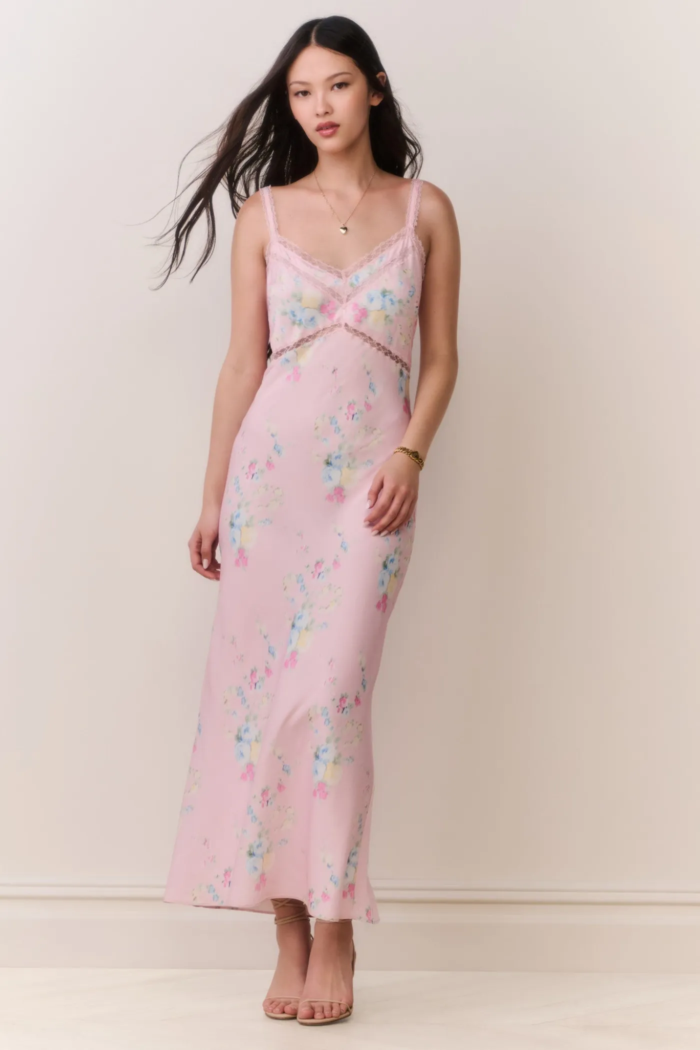 Annabeth Satin Floral Maxi Slip Dress
