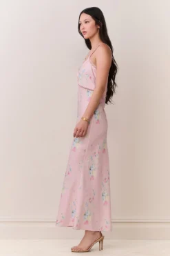 Annabeth Satin Floral Maxi Slip Dress