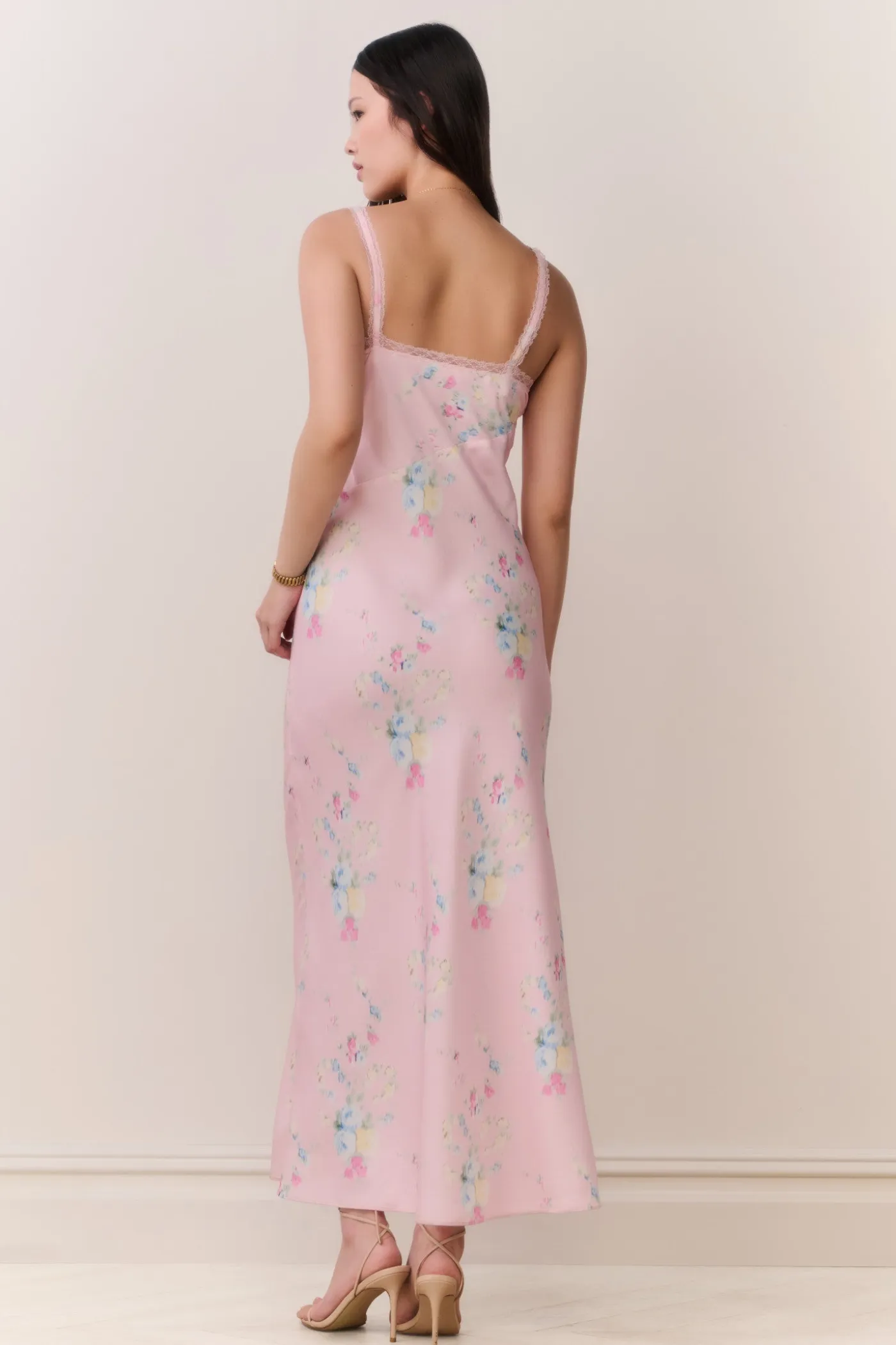 Annabeth Satin Floral Maxi Slip Dress