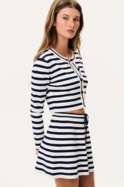 Avanette Striped Stretch Knit Cardigan