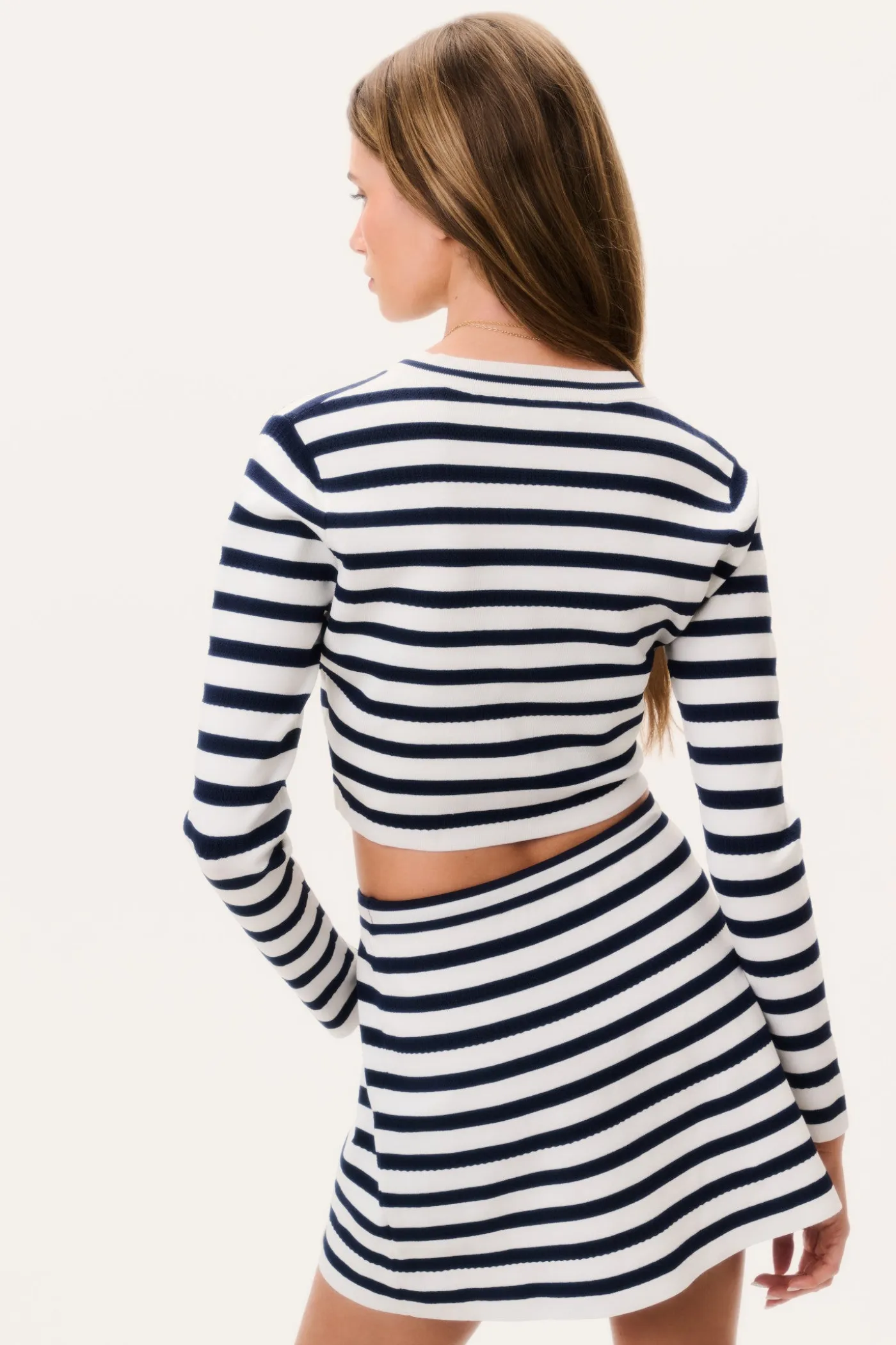 Avanette Striped Stretch Knit Cardigan