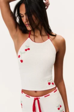 Avanyah Cherry Crochet Halter Top