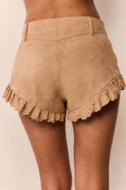 Azalure Suede Eyelet Mini Shorts