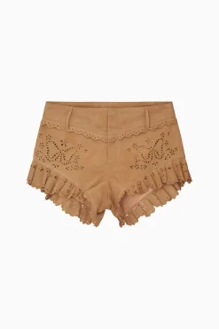 Azalure Suede Eyelet Mini Shorts