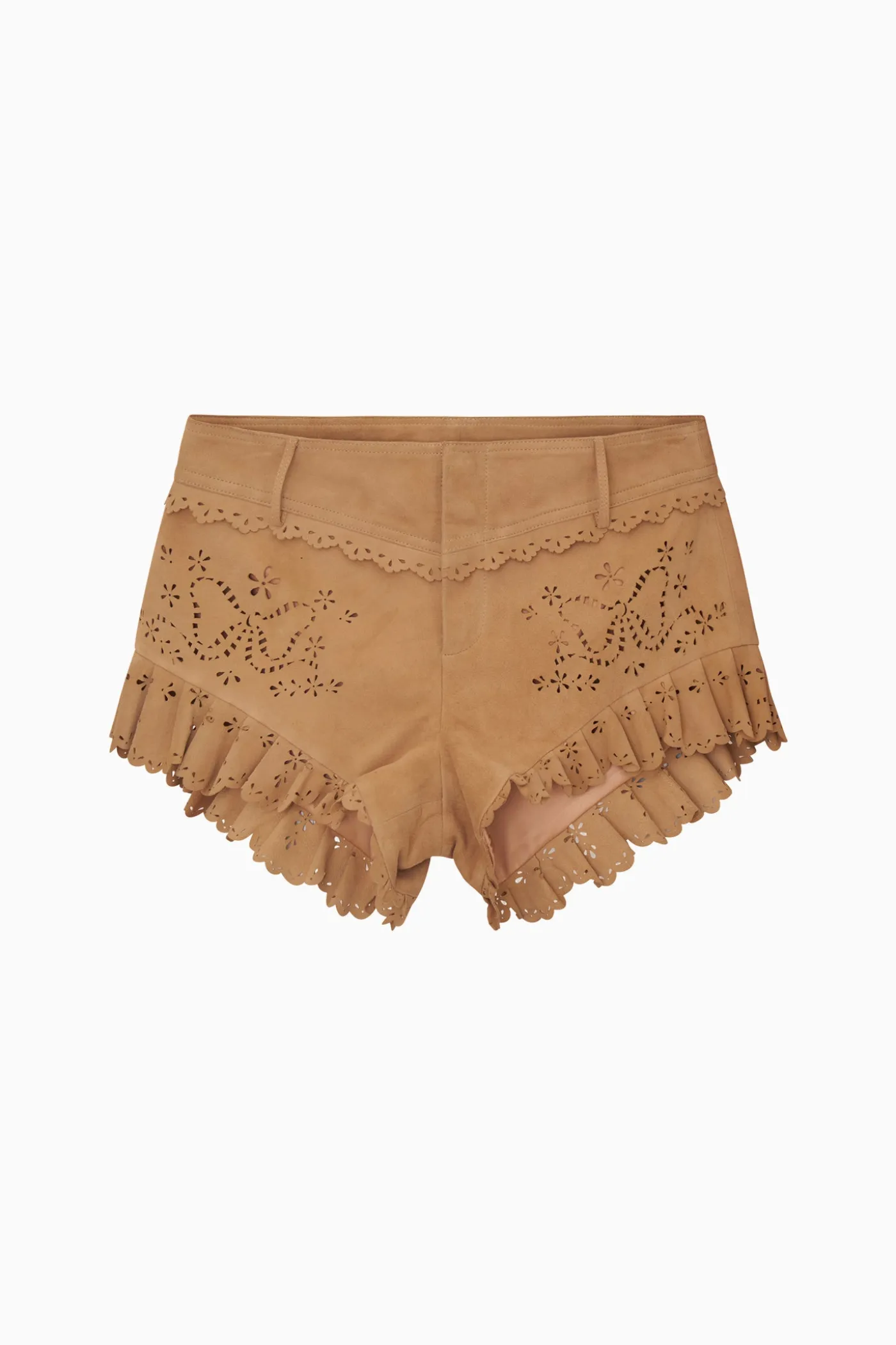 Azalure Suede Eyelet Mini Shorts
