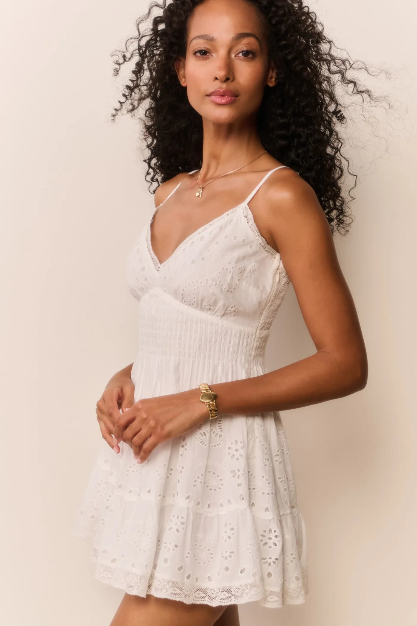 Azar Cotton Bandana Eyelet Mini Dress