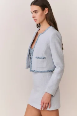 Azula Denim-Trimmed Tweed Jacket