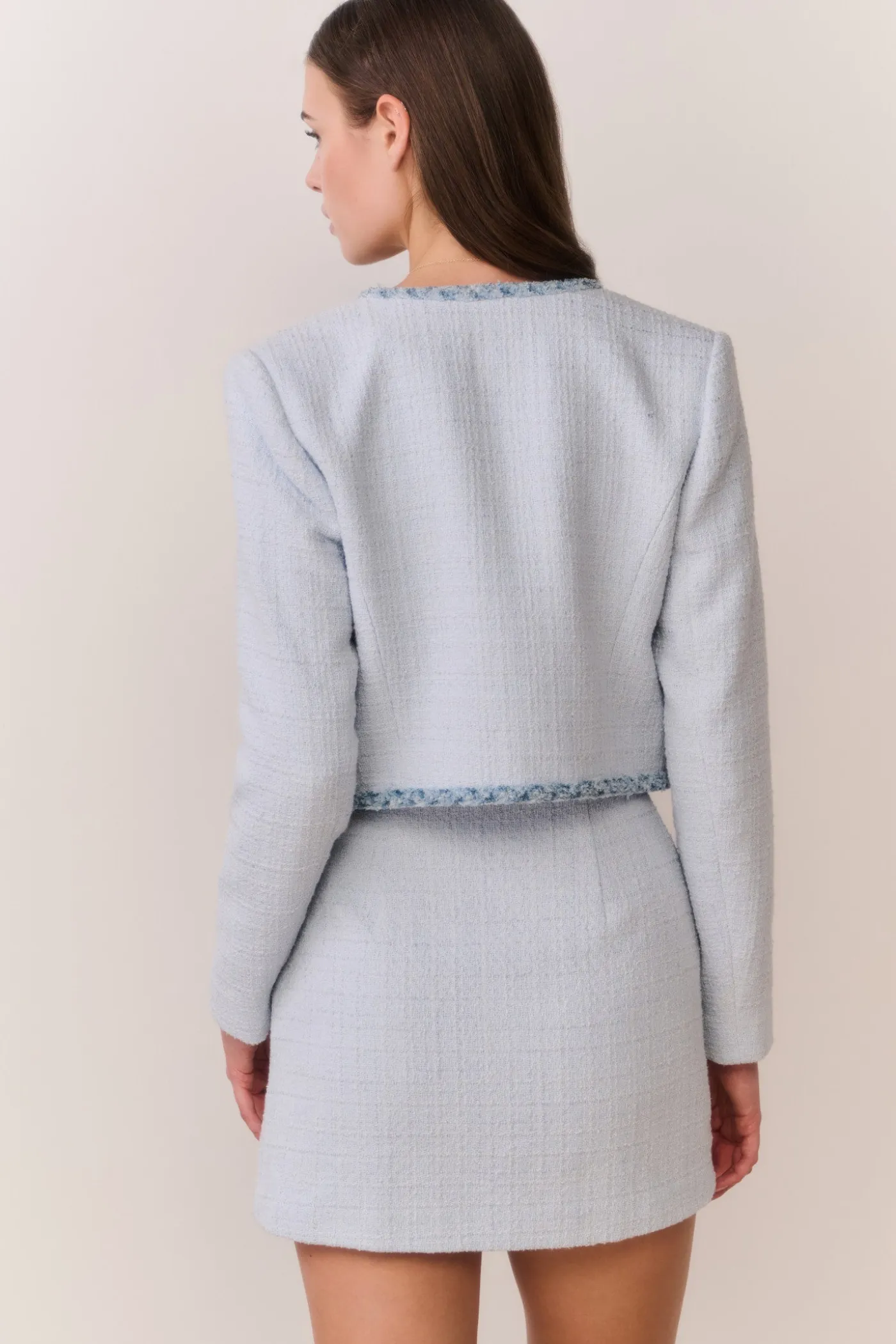 Azula Denim-Trimmed Tweed Jacket