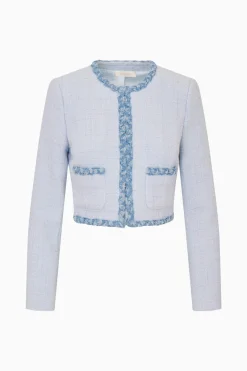 Azula Denim-Trimmed Tweed Jacket