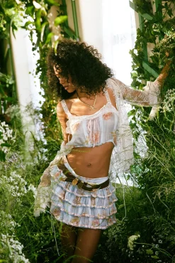 Broca Cotton Peony Print Crop Top