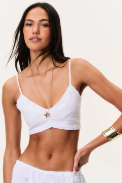 Brynnette Eyelet Linen Bralette Top