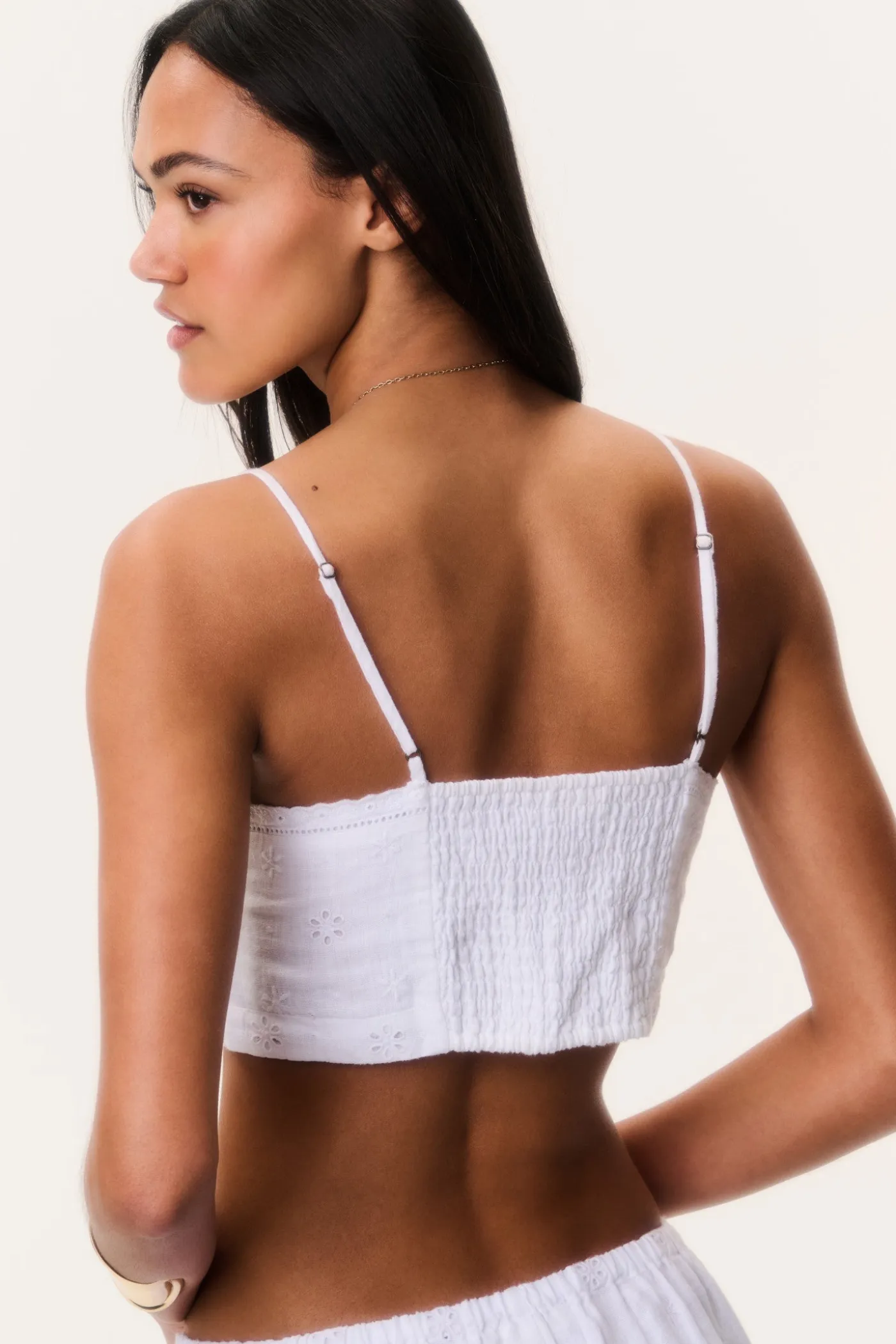 Brynnette Eyelet Linen Bralette Top