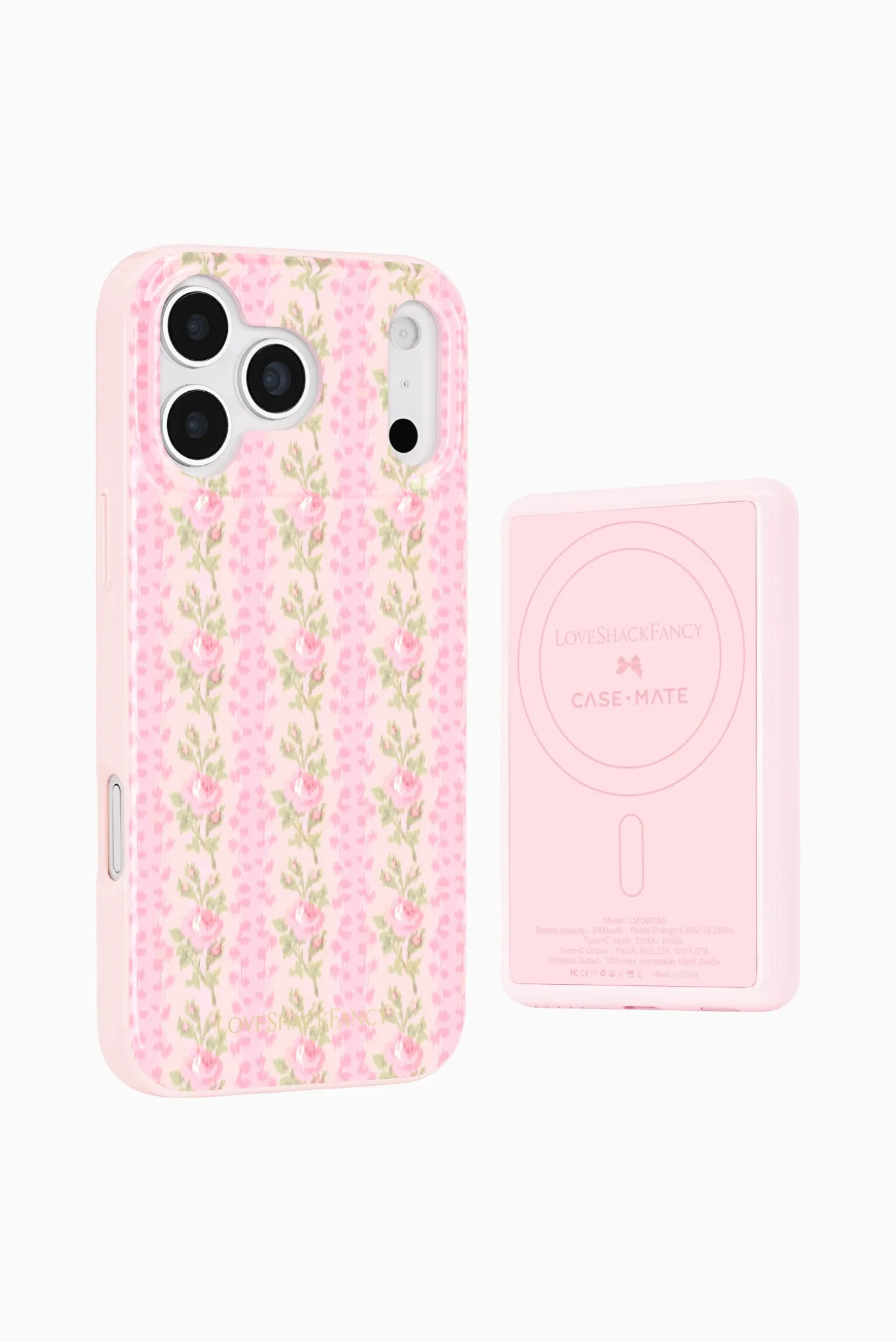 Case-Mate x LoveShackFancy 5K mAh Wireless Portable Charger Works with MagSafe - Blooming Heirloom