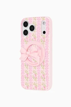 Case-Mate x LoveShackFancy Magnetic Bow Phone Loop Grip Works With MagSafe - Pink