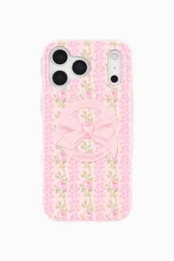 Case-Mate x LoveShackFancy Magnetic Bow Phone Loop Grip Works With MagSafe - Pink