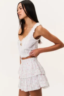 Cherry Stripe Ruffle Mini Skirt
