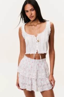 Cherry Stripe Ruffle Mini Skirt