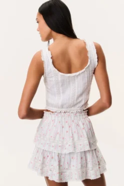 Cherry Stripe Ruffle Mini Skirt