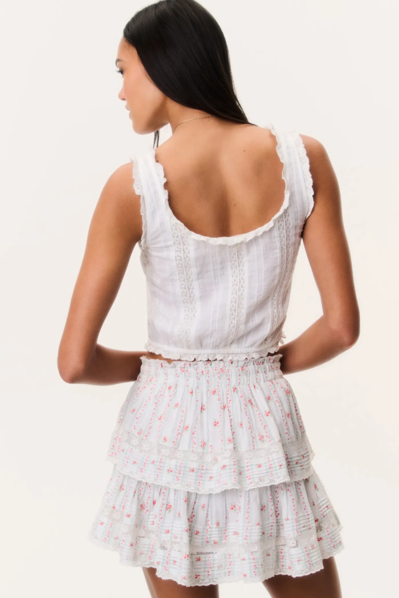 Cherry Stripe Ruffle Mini Skirt