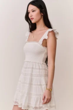 Colbera Lace-Trimmed Cotton Mini Dress