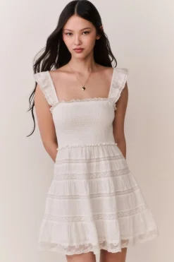 Colbera Lace-Trimmed Cotton Mini Dress