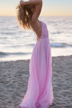 Dayna Chiffon Open Back Maxi Dress