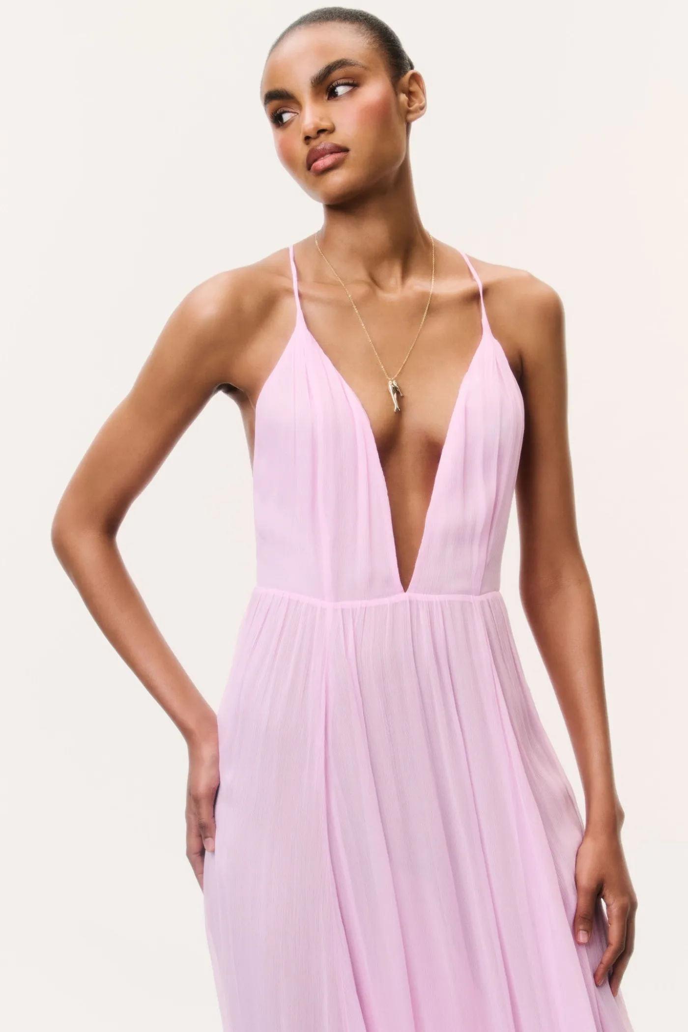 Dayna Chiffon Open Back Maxi Dress