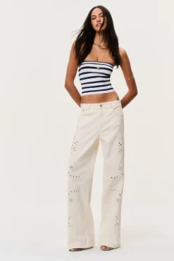 Dellah Floral Eyelet Jeans