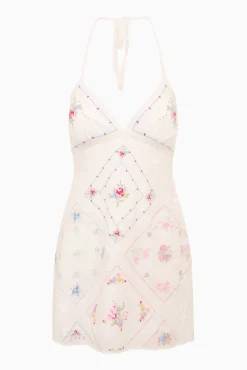 Elira Embroidered Patchwork Mini Dress