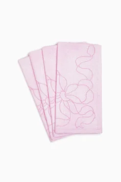 Embroidered Linen Bow Napkins - Set of 4