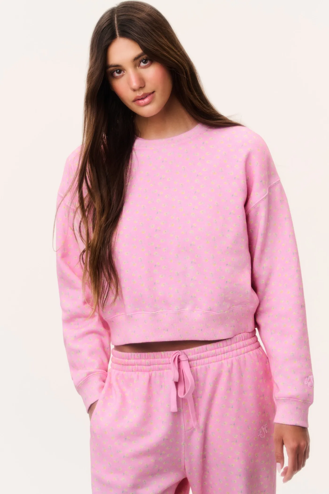 Emparo Cropped Ditsy Floral Pullover