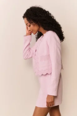 Erina Lace-Trimmed Tweed Jacket