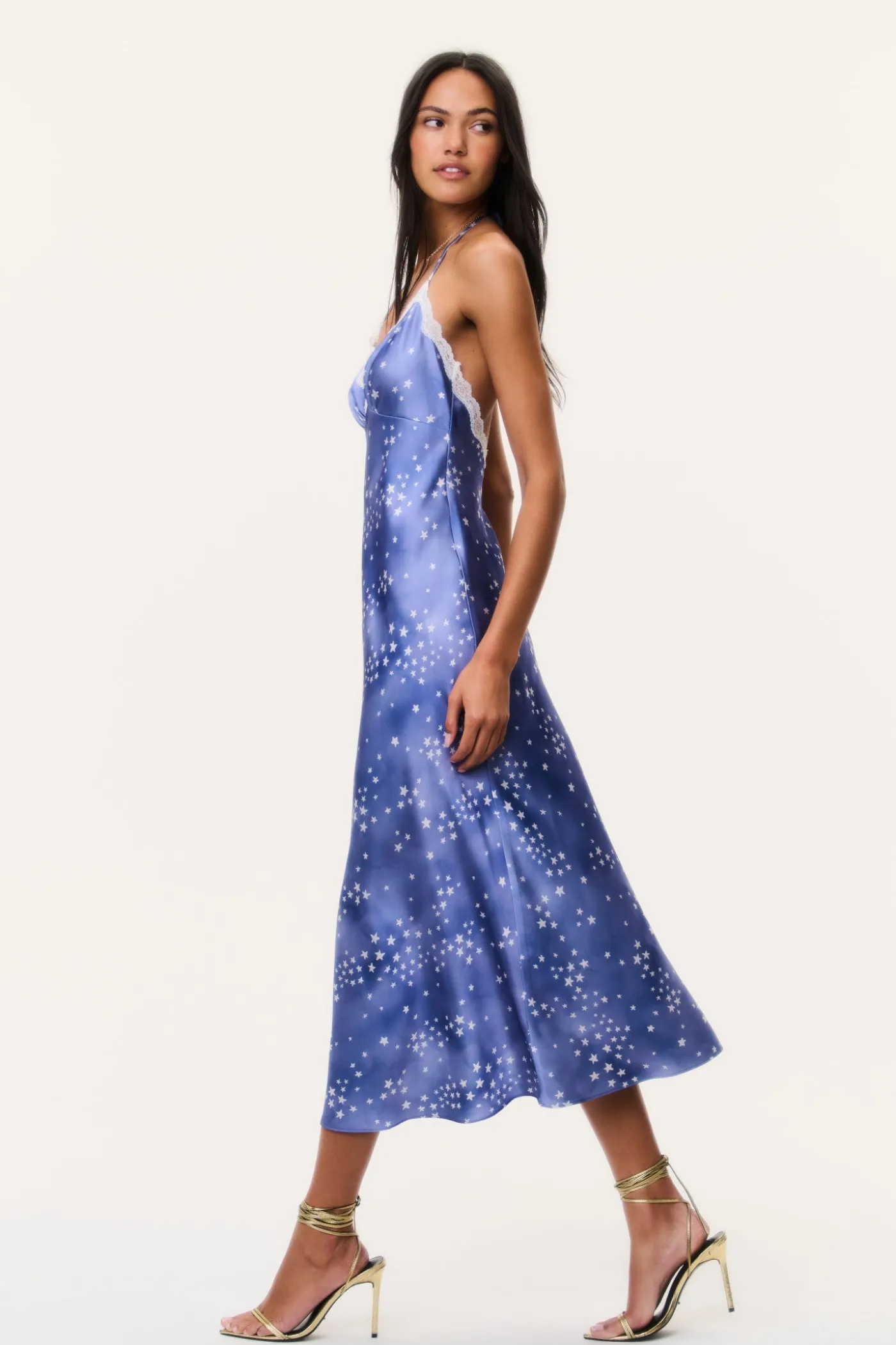 Evania Star Print Midi Slip Dress