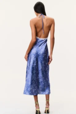 Evania Star Print Midi Slip Dress