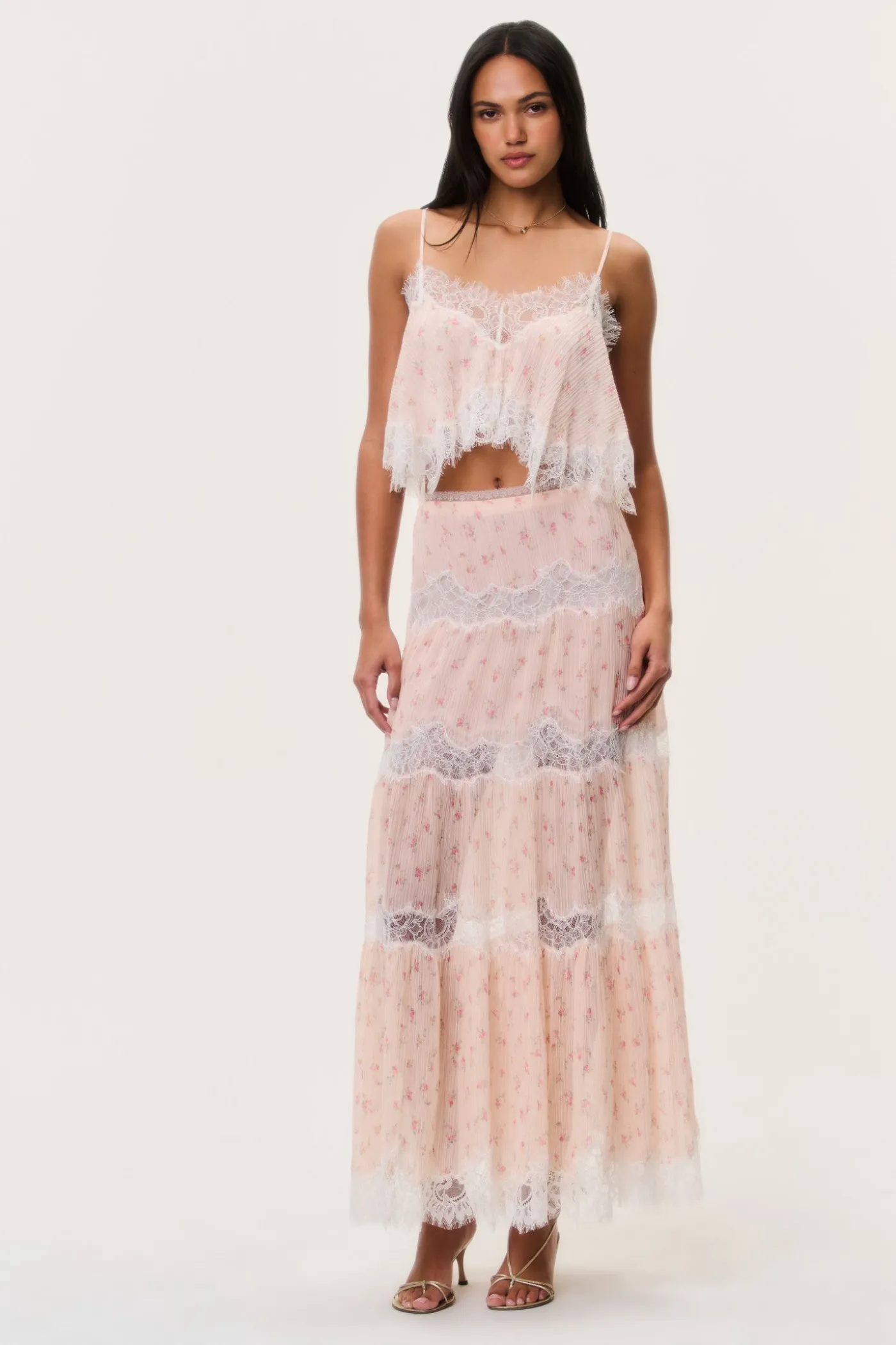 Everhart Cotton-Silk Lace Maxi Skirt