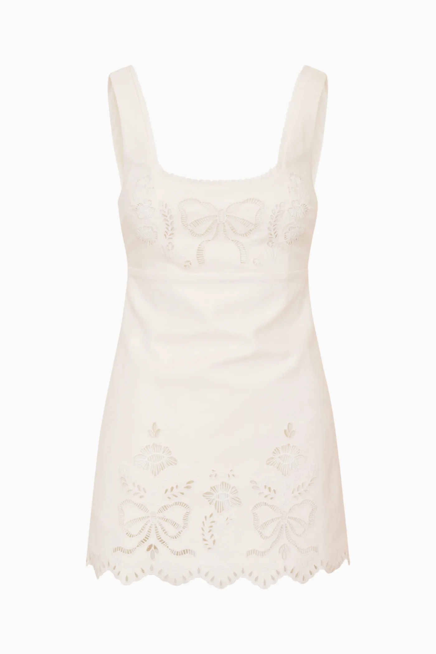 Fable Linen-Cotton Eyelet Mini Dress