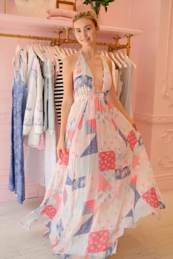 Fancy Patchwork Halter Maxi Dress