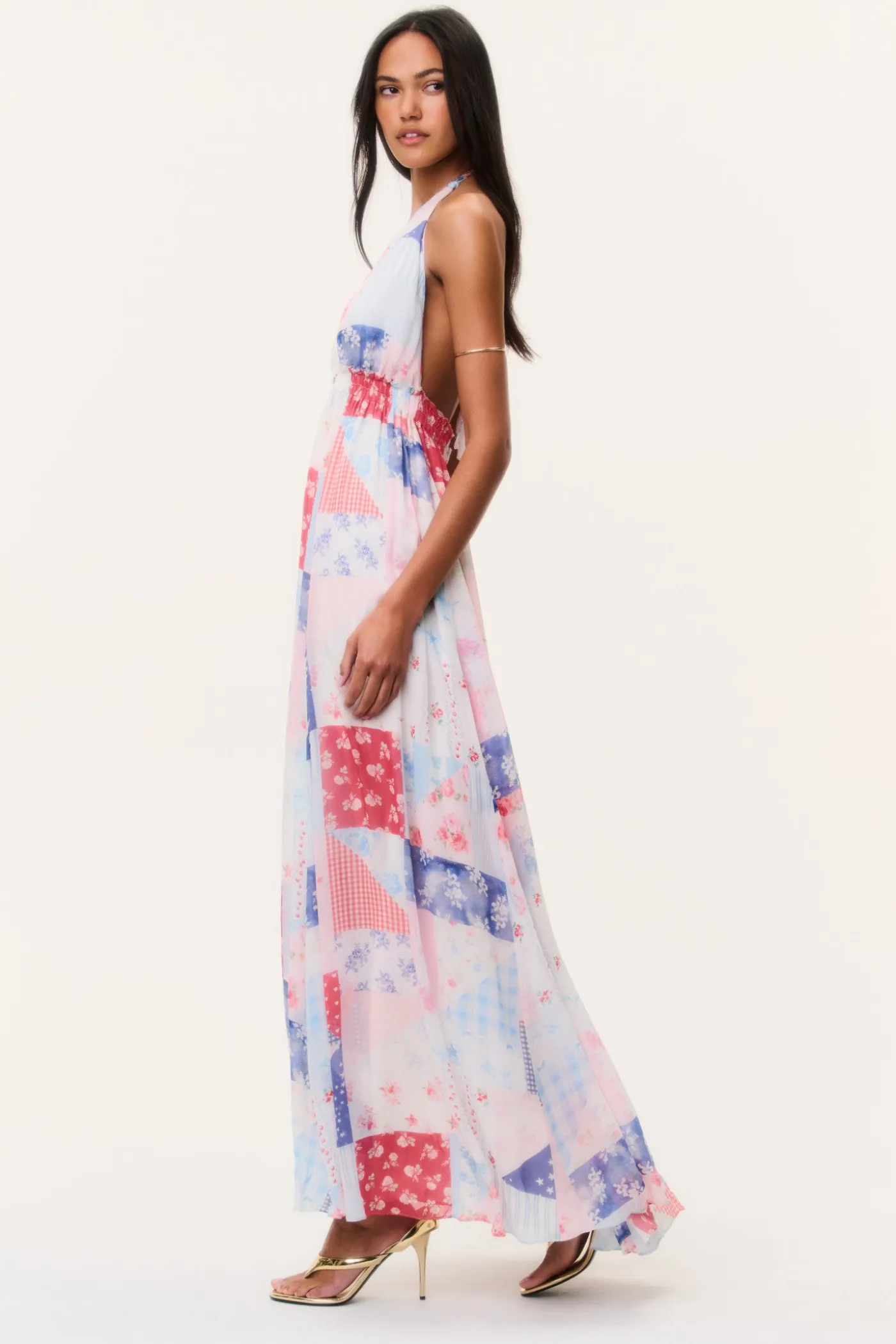 Fancy Patchwork Halter Maxi Dress