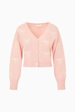 Francette Cotton Bow Embroidered Cardigan