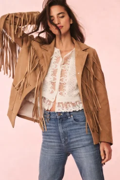 Geraline Suede Fringe Jacket