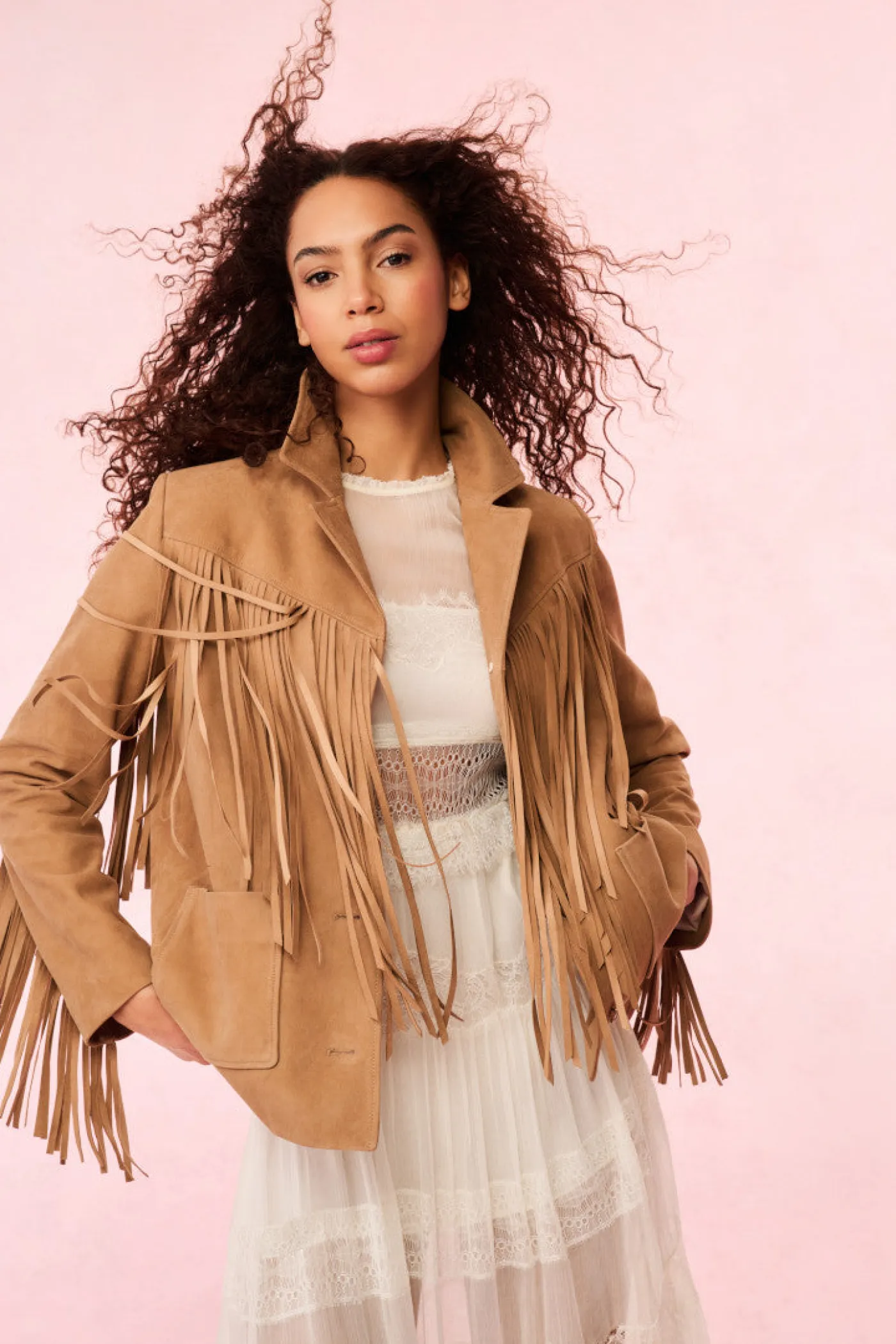 Geraline Suede Fringe Jacket