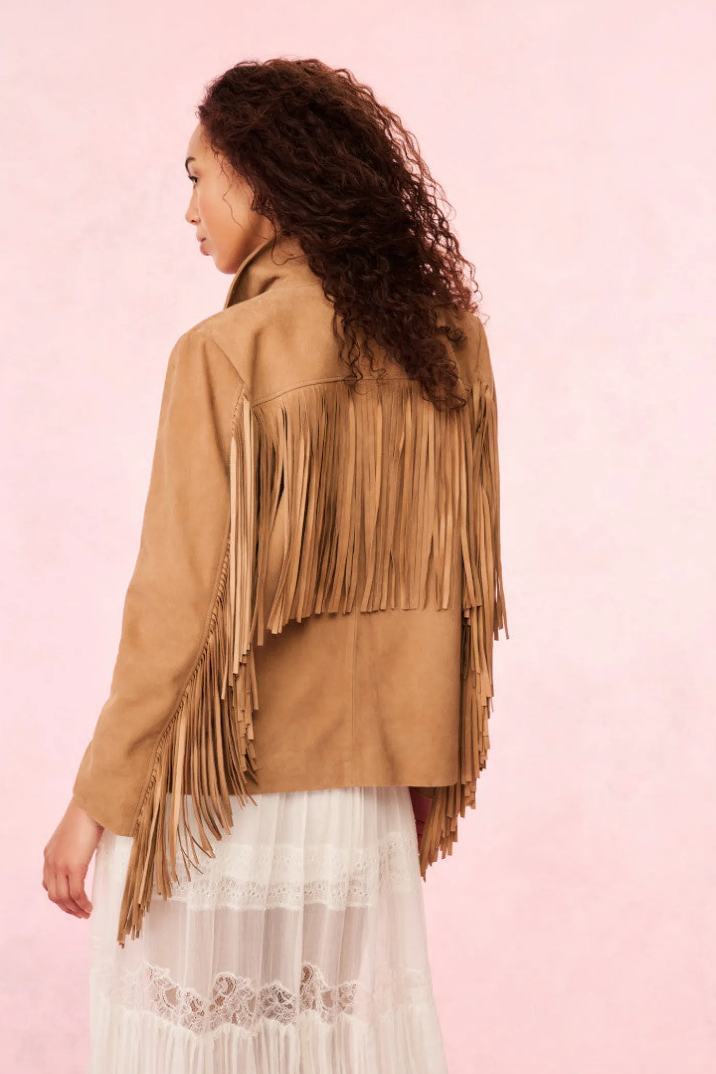Geraline Suede Fringe Jacket