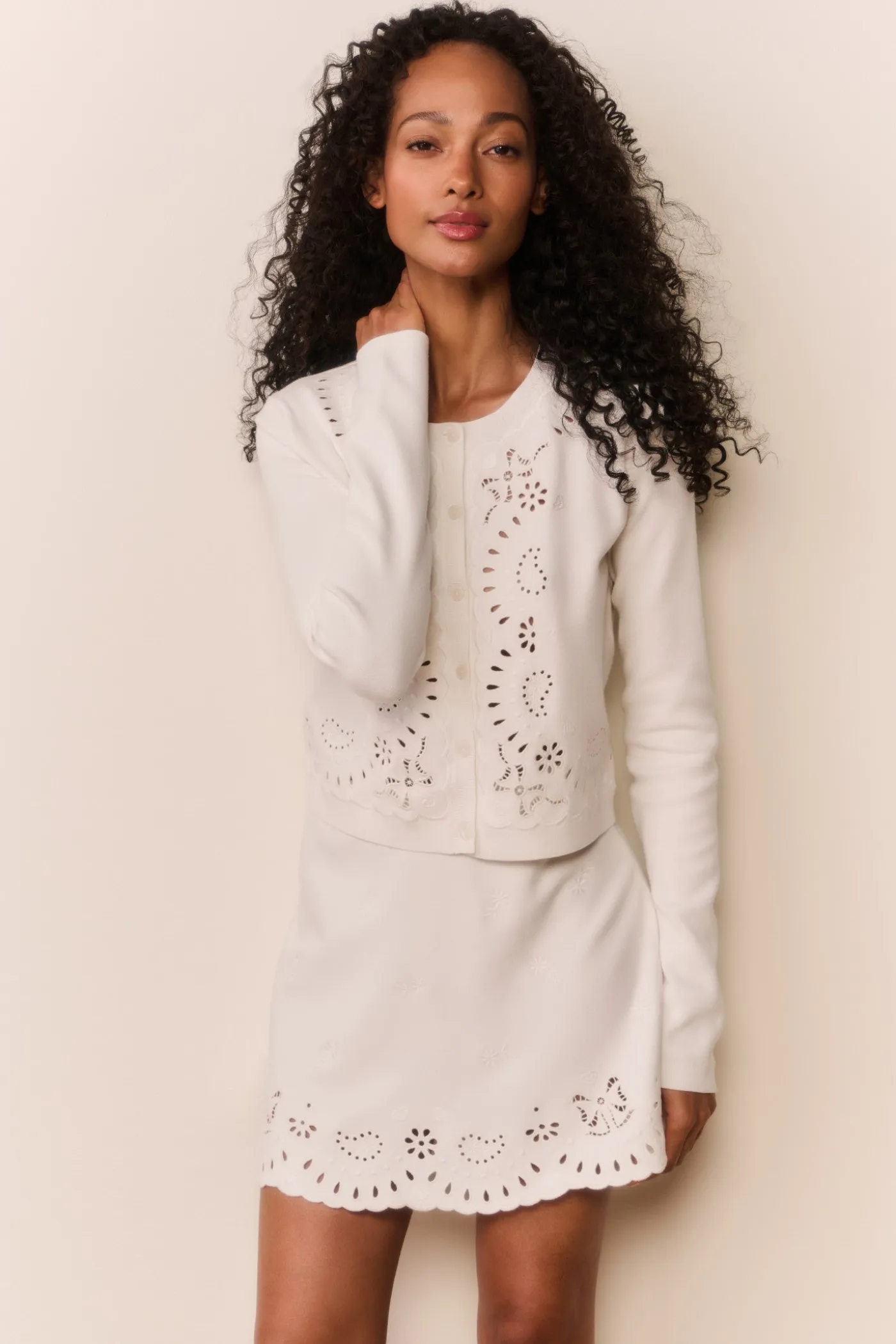 Glindy Knit Bandana Eyelet Mini Skirt