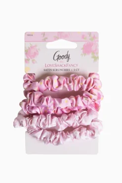 Goody x Love Shack Fancy Satin Scrunchies - 5ct - Ikat Rose & Coquette Bow