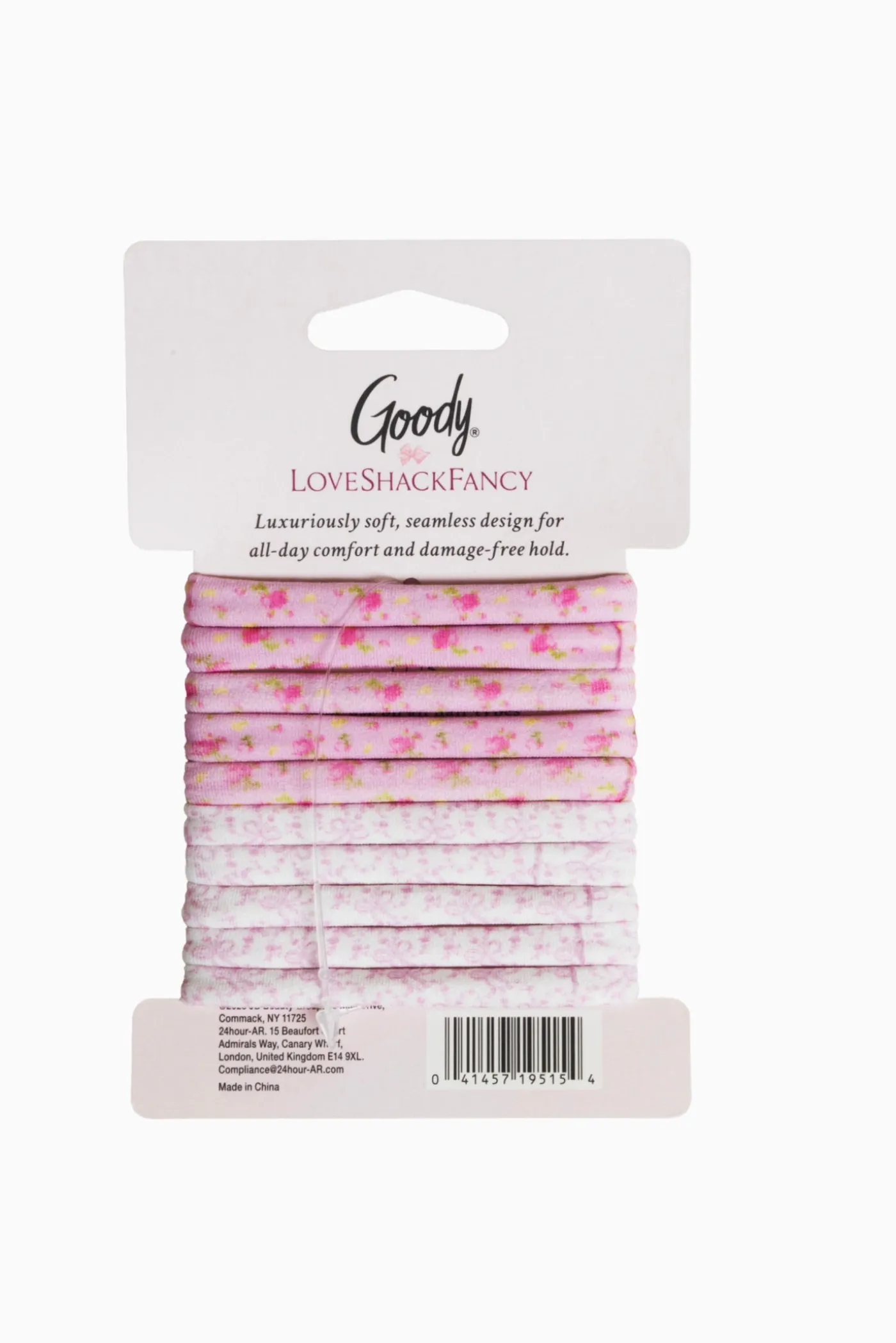 Goody x Love Shack Fancy Seamless Elastics - 10ct - Ikat Rose & Coquette Bow